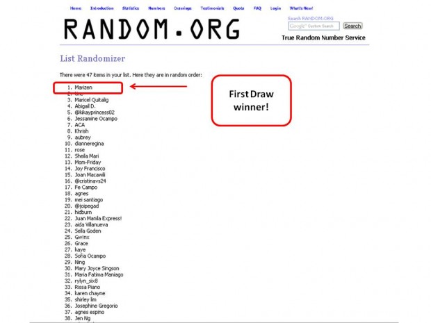 Winner number one...
