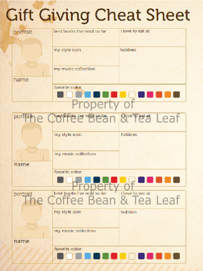 Gift Giving Cheat Sheet Gift Giving Cheat Sheet