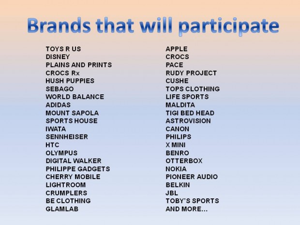 Brands that are participating Brands that are participating