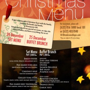 Restaurant 101 Christmas Menu