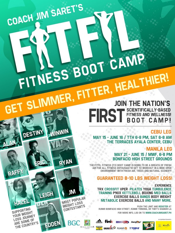 Poster for Coach Jim Saret's FITFIL Fitness Boot Camp