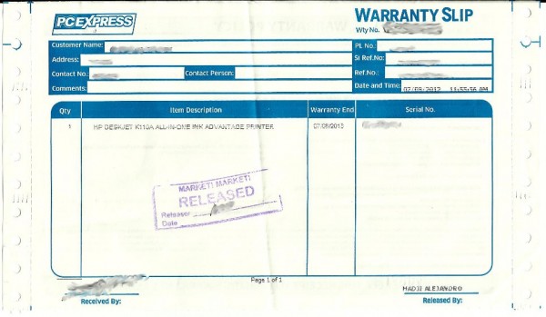 Warranty Receipt - notice anything?
