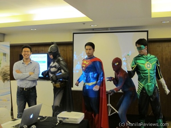 Sherwin Dela Cruz, President of ClickPlay.ph with Cosplayers at the Press Launch