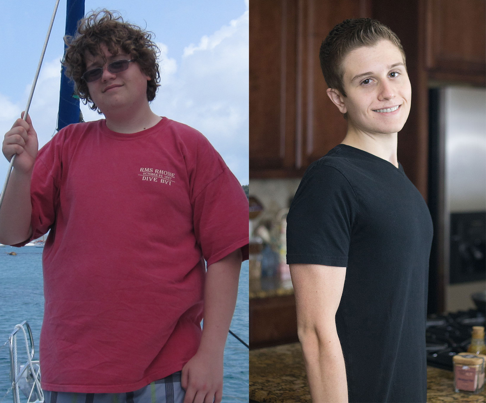 Before/after: 228/127 lbs. he enjoys his new body.
