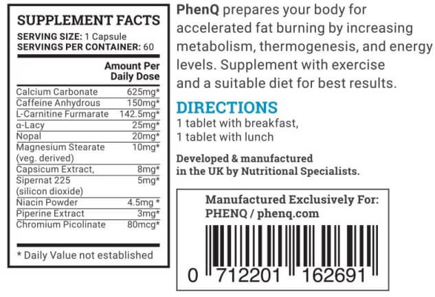 How much caffeine is in PhenQ?